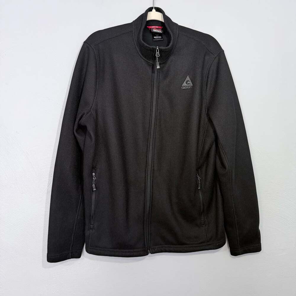Gerry Full Zip Jacket Size L Black Ribbed Knit Mock Neck